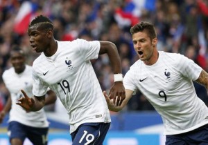 Paul Pogba celebra su gol, el 1-0 parcial. Foto: prensafutbol.cl